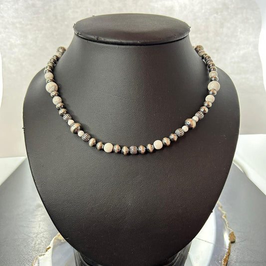 Carolyn Pollack Sterling Silver 5mm-10mm with Howlite Beads 16"-18" Necklace For Women