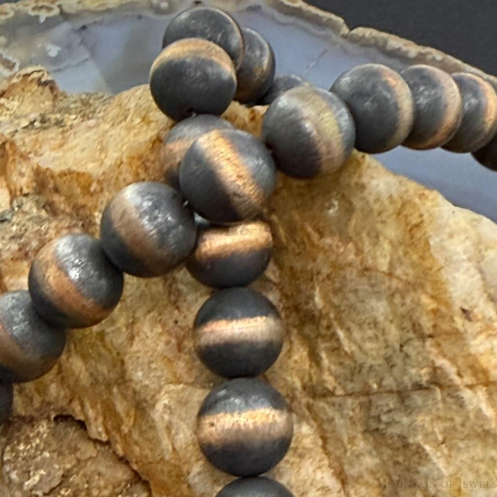 Copper 10 mm Navajo Pearl Beads Length 18"-22" Necklace For Women