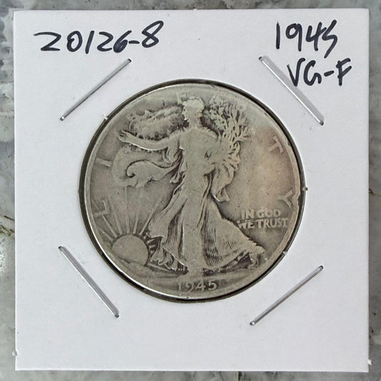 1945 US Walking Liberty Half Dollar 90% Silver VG-F #20126-8