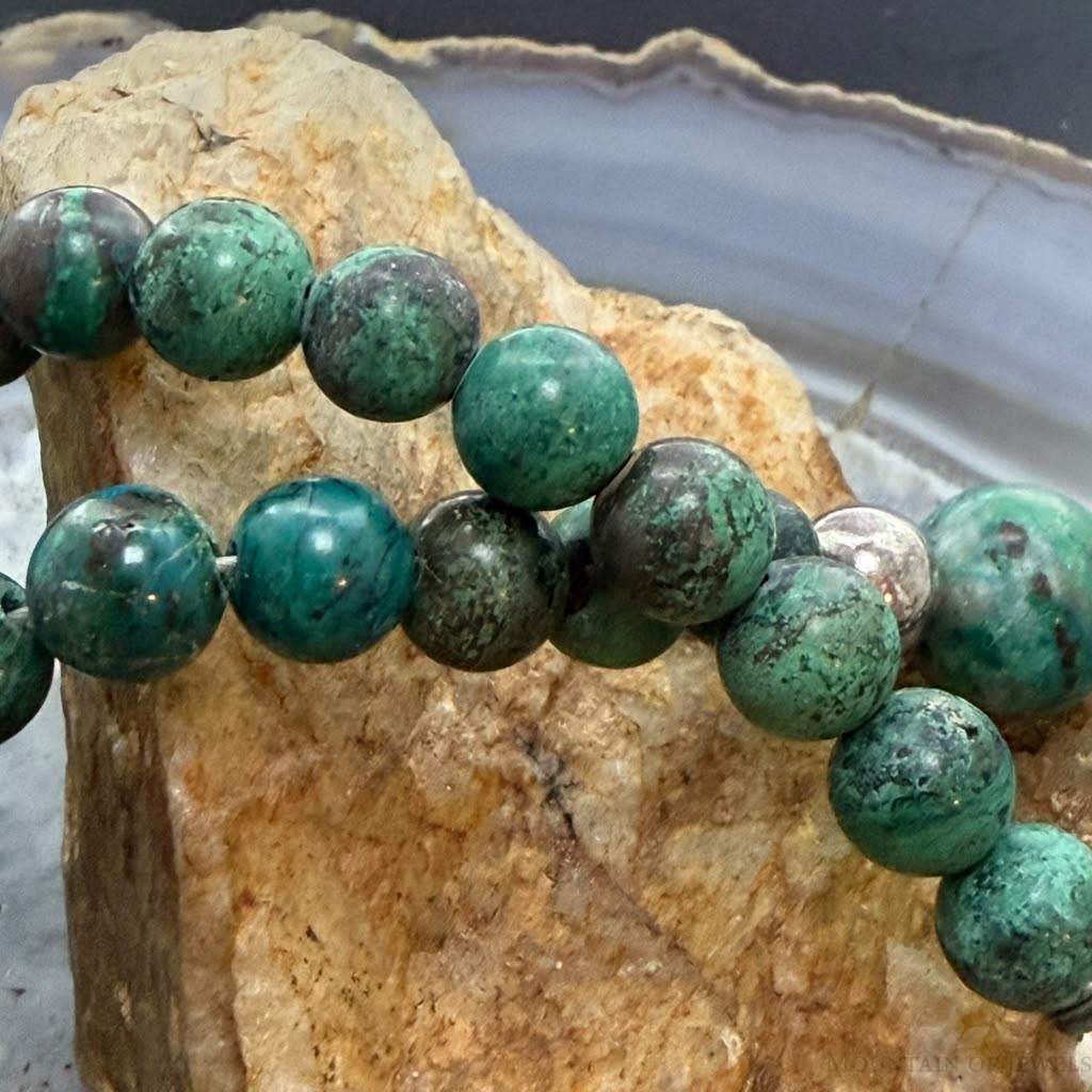 Carolyn Pollack Sterling Silver Chrysocolla Beads & Silver Beads 16"-20" Necklace For Women