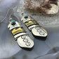 Tommy & Rosita Singer Sterling Silver & Gold Filled Turquoise Dot Feather Dangle Earrings For Women