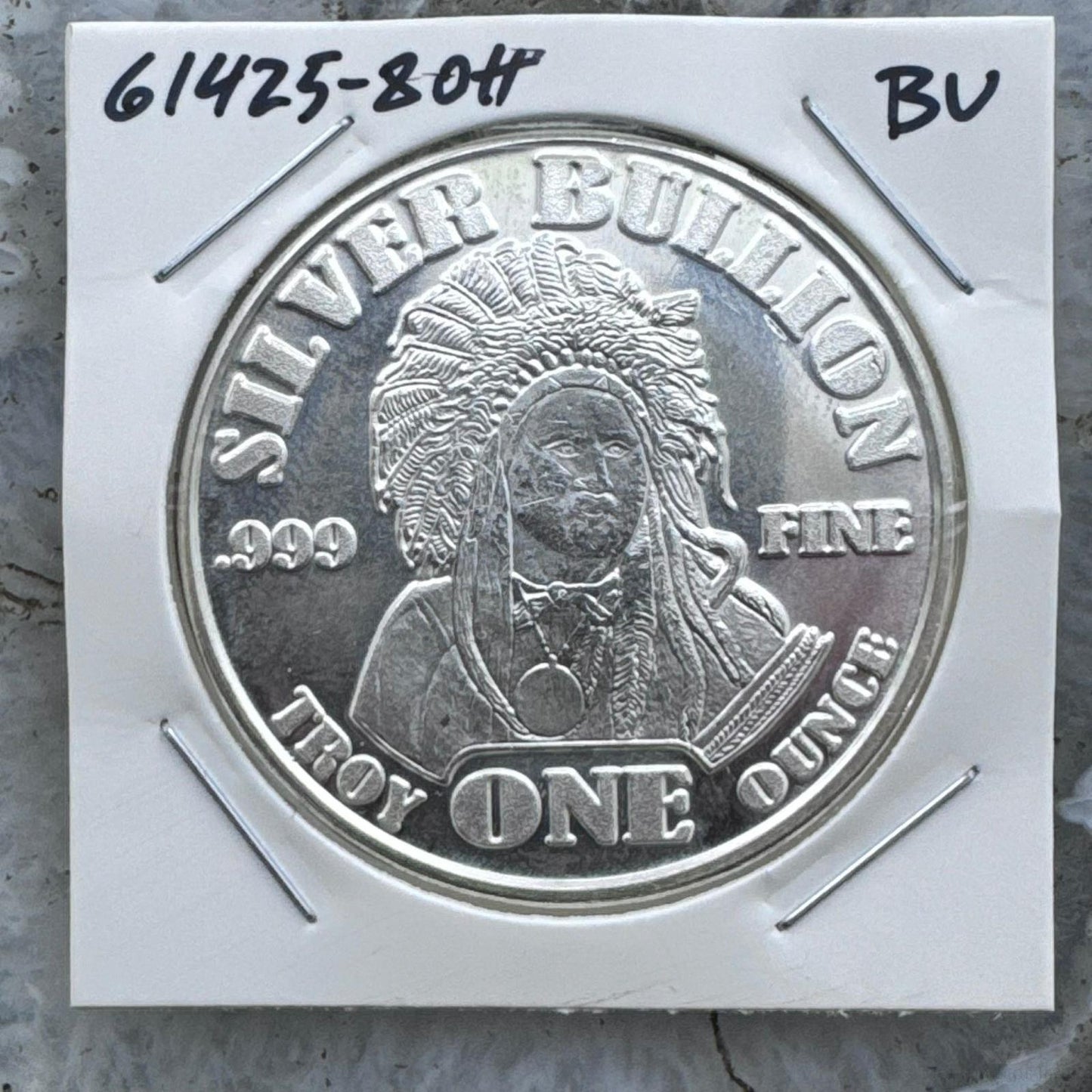 US One Troy Ounce of .999 Silver Bullion BU #61425-8OH