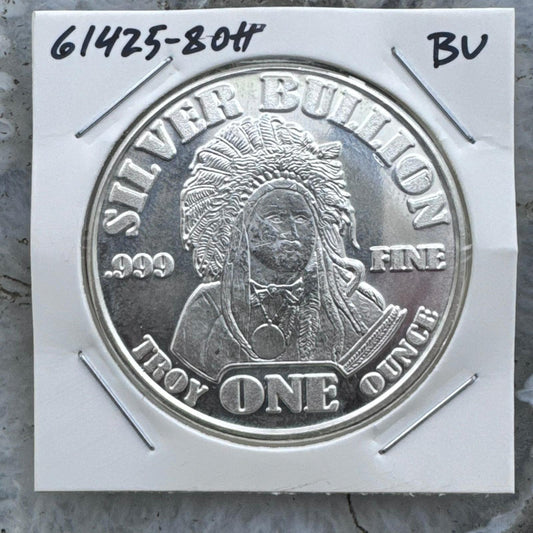 US One Troy Ounce of .999 Silver Bullion BU #61425-8OH
