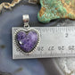 Sterling Silver Southwestern Style Charoite Heart Decorated Pendant For Women