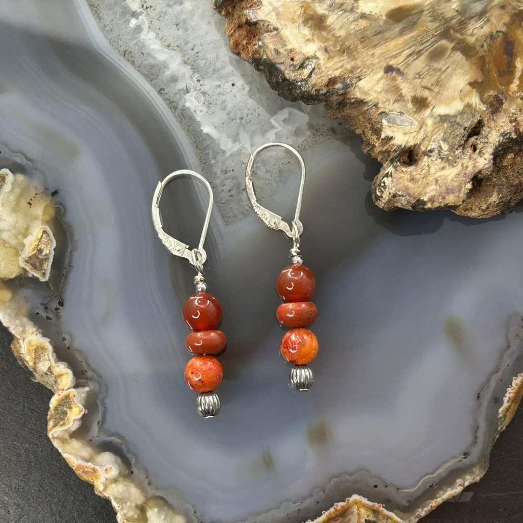 Carolyn Pollack Sterling Silver Carnelian & Red Jasper Dangle Earrings For Women