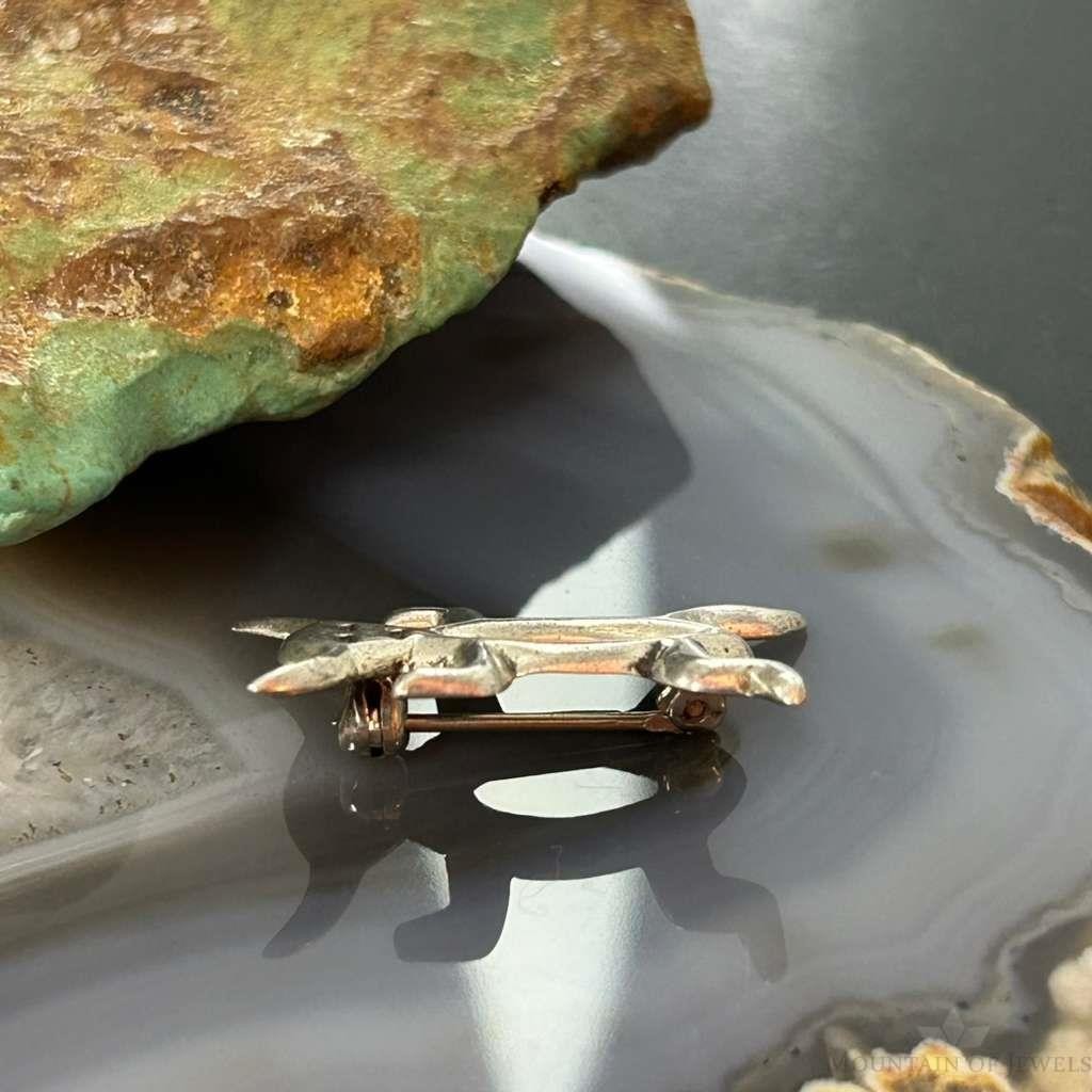 Vintage Native American Sterling Silver Horned Figure Brooch For Women