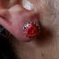 Carolyn Pollack Sterling Silver Carved Red Jasper Rose Stud Earrings For Women