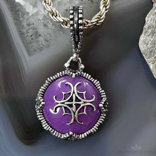 Carolyn Pollack Sterling Silver Fuchia Reversable Enhancer Pendant For Women