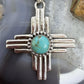 Sterling Silver Southwestern Style Rounded Mohave Turquoise Unisex  Zia Pendant #1