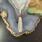 Anthony Gatewood Sterling Silver Coral Beads Feather Pendant For Women