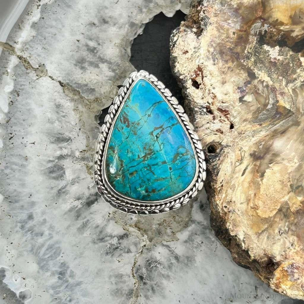 Sterling Silver Southwestern Style Teardrop Shattuckite Ring Size 7 For Women