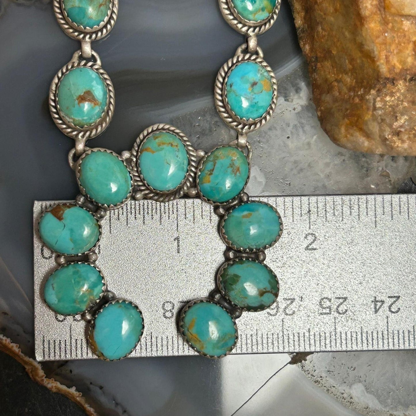 Sterling Silver Southwestern Style Mohave Turquoise Naja Necklace For Women