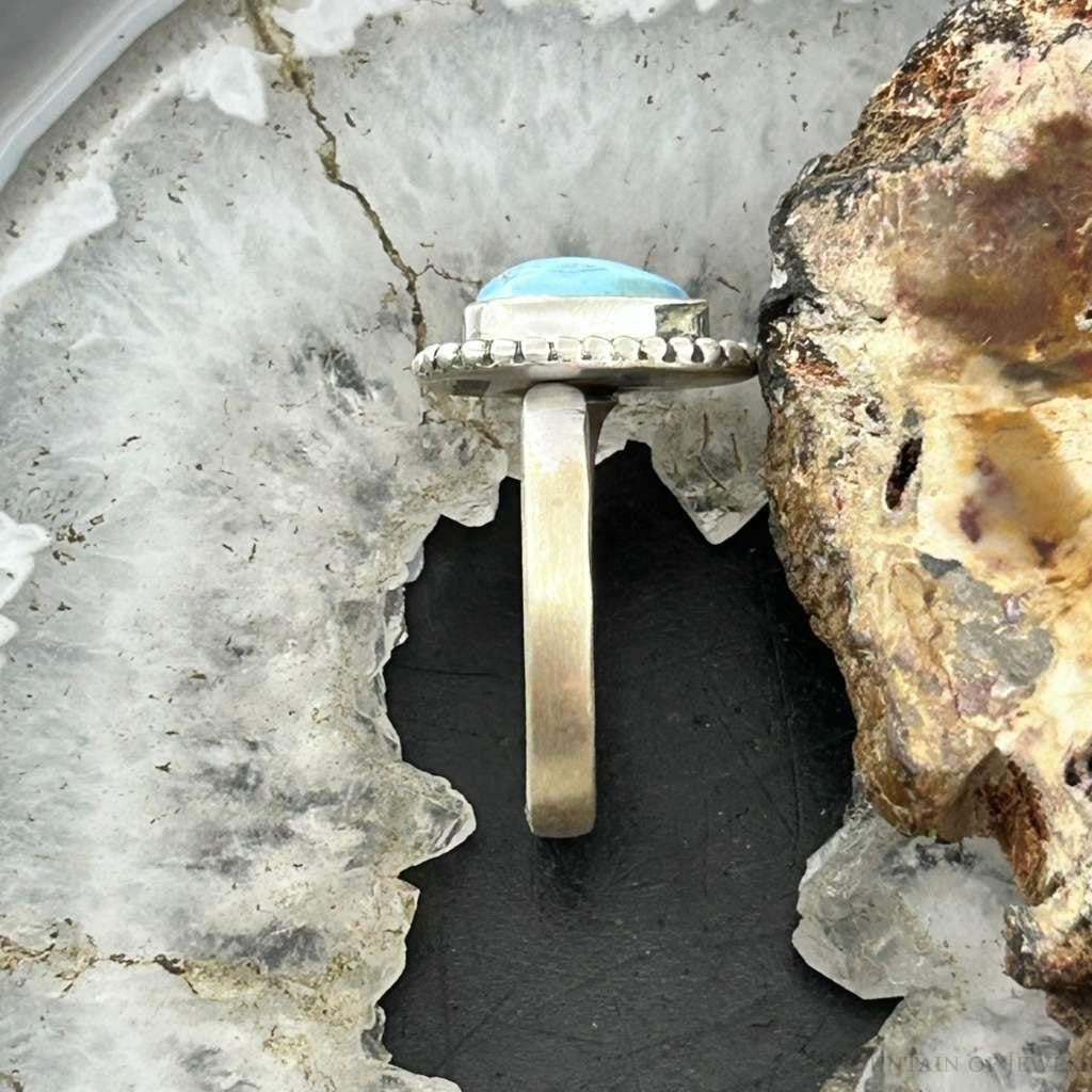 Sterling Silver Southwestern Style Teardrop Golden Hill Turquoise Adjustable Ring #16