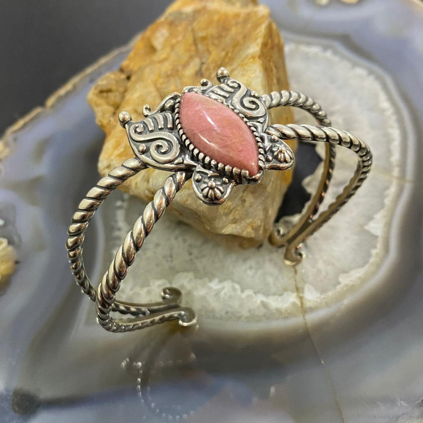 Carolyn Pollack Sterling Silver Rhodonite Butterfly Decorated Bracelet For Women
