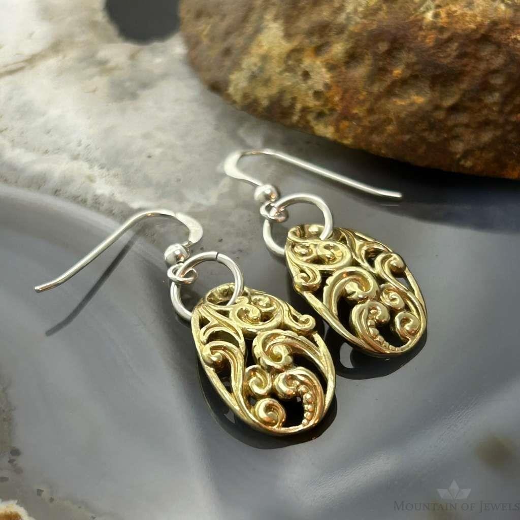 Carolyn Pollack Brass & Sterling Silver Swirl Dangle Earrings For Women