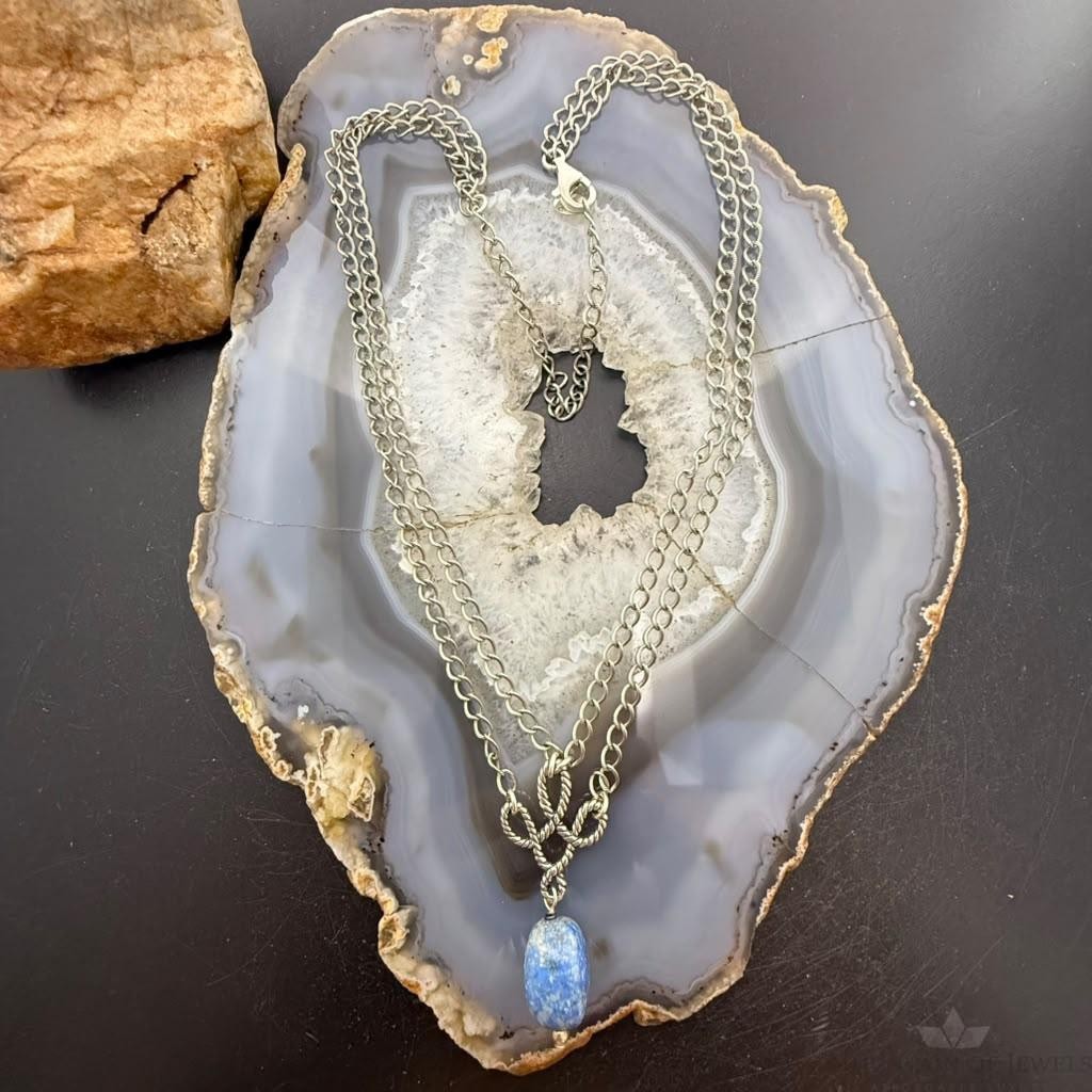 Carolyn Pollack Sterling Silver Sodalite Double Chain Link Necklace For Women