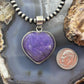 Sterling Silver Southwestern Style Charoite Heart Pendant For Women #1