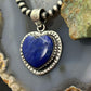 Sterling Silver Southwestern Style Lapis Heart Decorated Pendant For Women #2