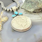 Genuine 1923 90% Peace Silver Dollar Coin Teardrop Turquoise Decorated Pendant