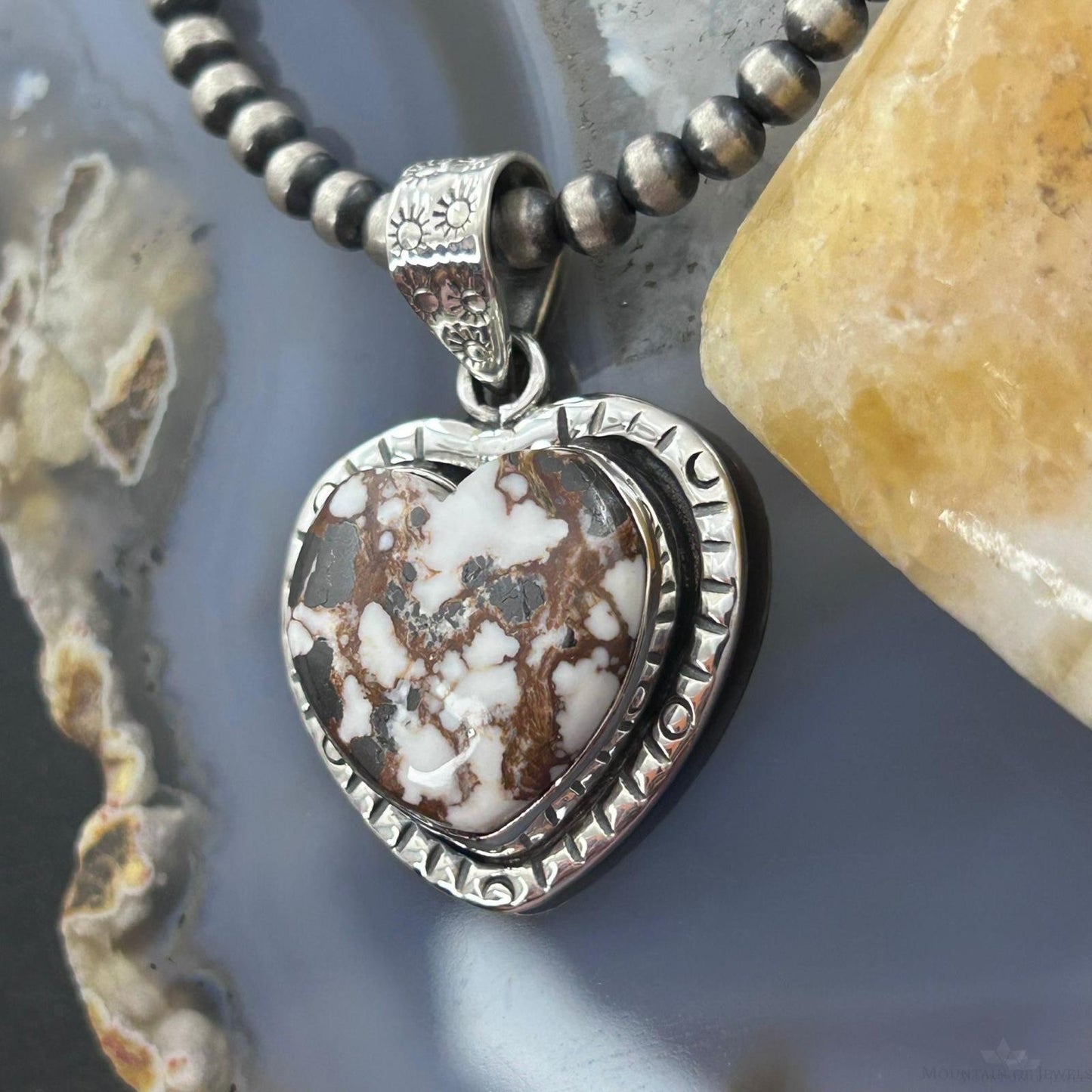 Sterling Silver Southwestern Style Wild Horse Heart Decorated Pendant For Women