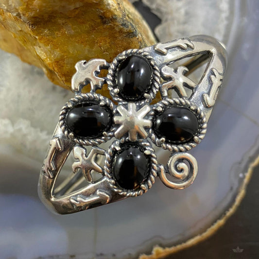 Carolyn Pollack Vintage Southwestern Style Sterling Silver Onyx Decorated Bracelet For Women