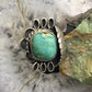 Vintage Signed Native American Silver Turquoise Floral Ring Size 6.25 For Women