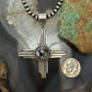 Sterling Silver Southwestern Style Rounded White Buffalo Unisex Zia Pendant #1
