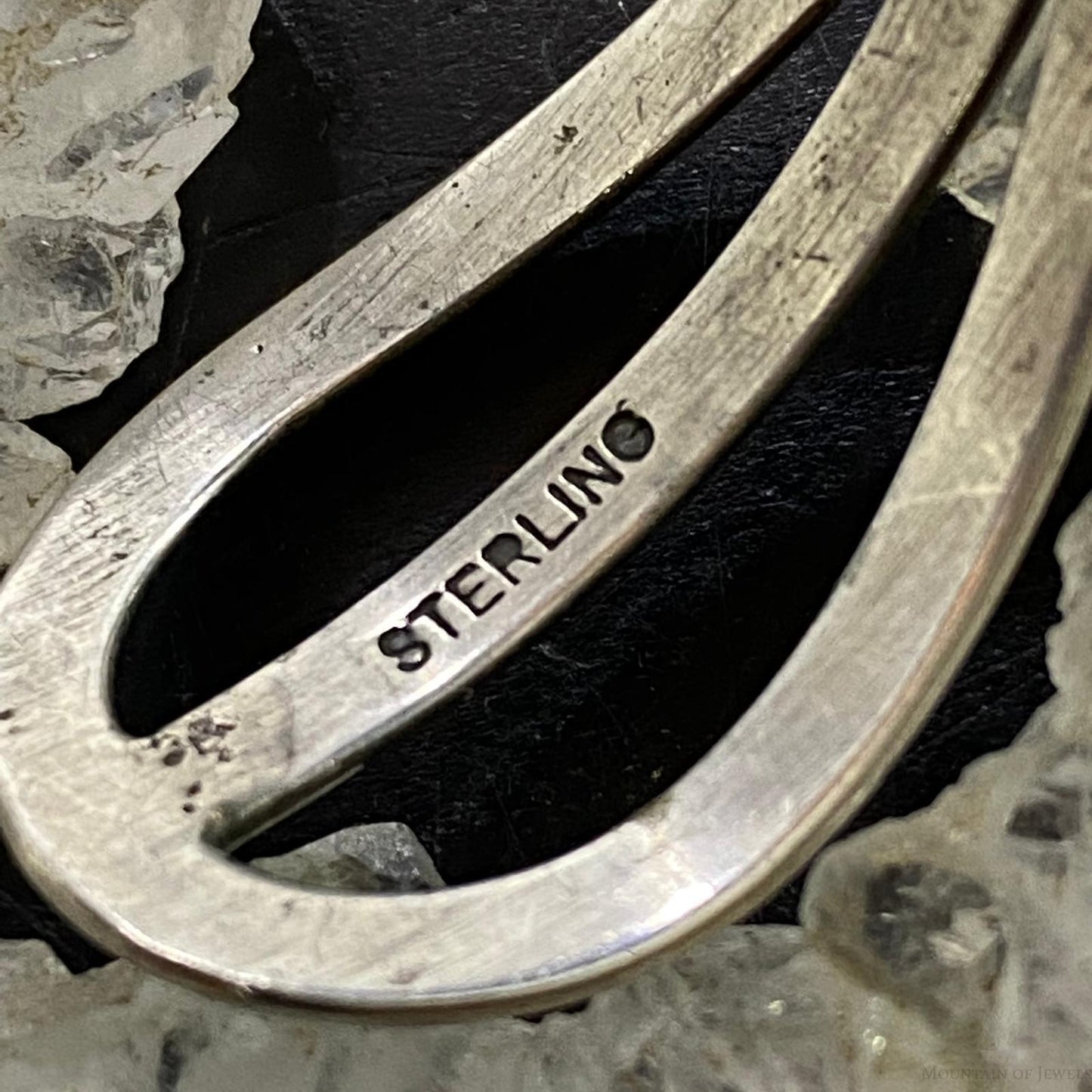 Vintage Signed Native American Sterling Silver Turquoise Split Shank Bracelet For Women