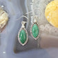 Sterling Silver Southwestern Style Marquise Malachite Dangle Earrings For Women