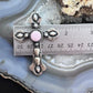 Richard Yazza Sterling Silver Round Pink Conch Decorated Unisex Cross Pendant