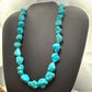 Vintage Native American Rough Natural Turquoise 29" Necklace For Women