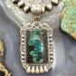 Sterling Silver Southwestern Style Rectangle Blackjack Turquoise Decorated Pendant