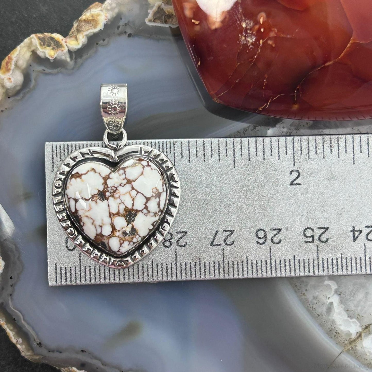 Sterling Silver Southwestern Style Wild Horse Decorated Heart Pendant For Women