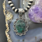 Sterling Silver Southwestern Style Oval Dark Emerald Decorated Pendant For Women