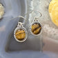 Sterling Silver Southwestern Style Oval Tiger's Eye Dangle Earrings For Women