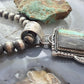 Sterling Silver Southwestern Style Square Blackjack Turquoise Pendant For Women