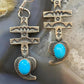 Kevin Billah Native American Sterling Silver Turquoise Cross & Heart Dangle Earrings For Women