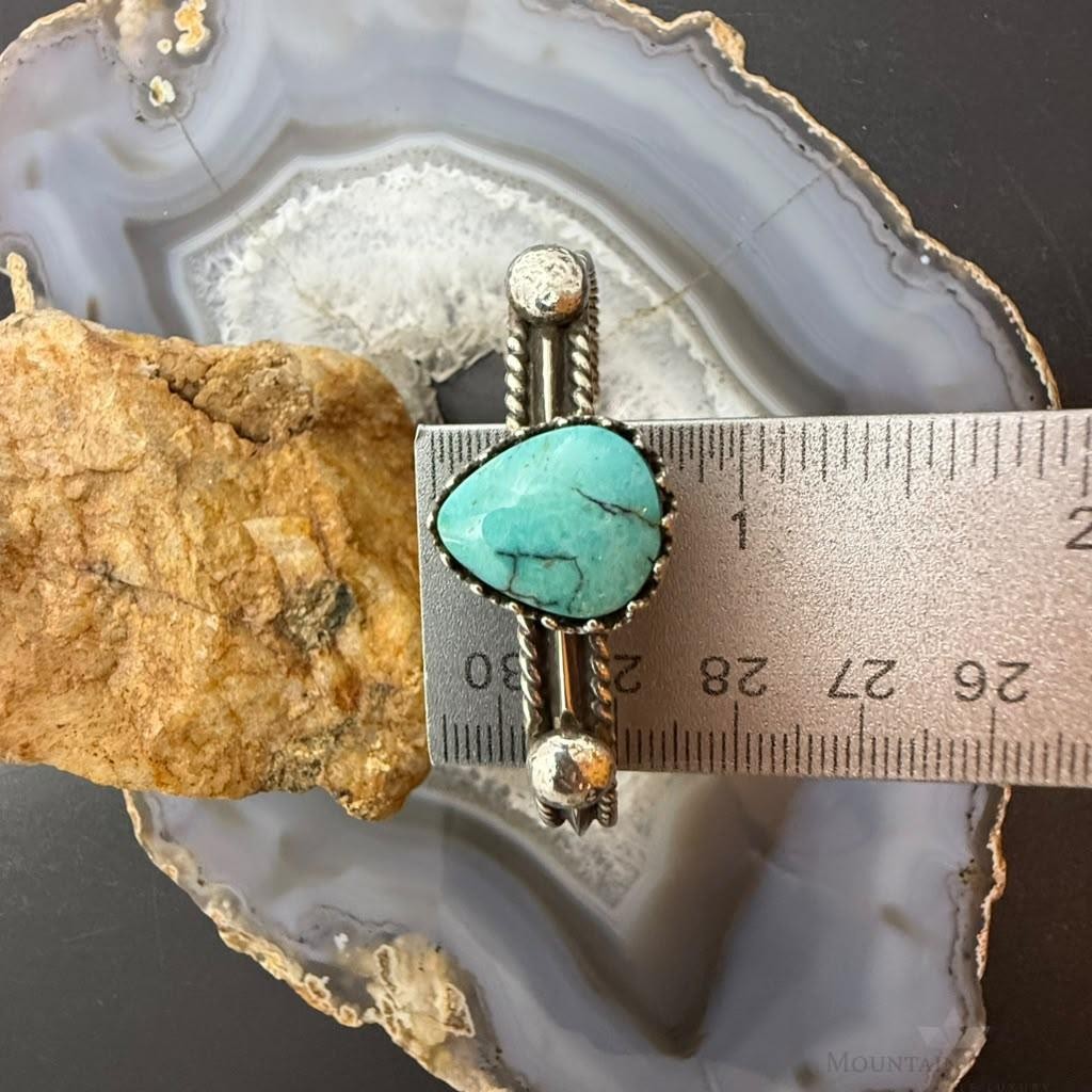 Lyle Wright Taos Pueblo Native American Silver Turquoise Bracelet For Women