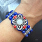 Carolyn Pollack Sterling Jaser, Lapis, Mop,3 Row Wire Stretchy Cuff For Women