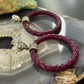 Carolyn Pollack Sterling Silver Purple Braided Leather Hoop Earrings For Women
