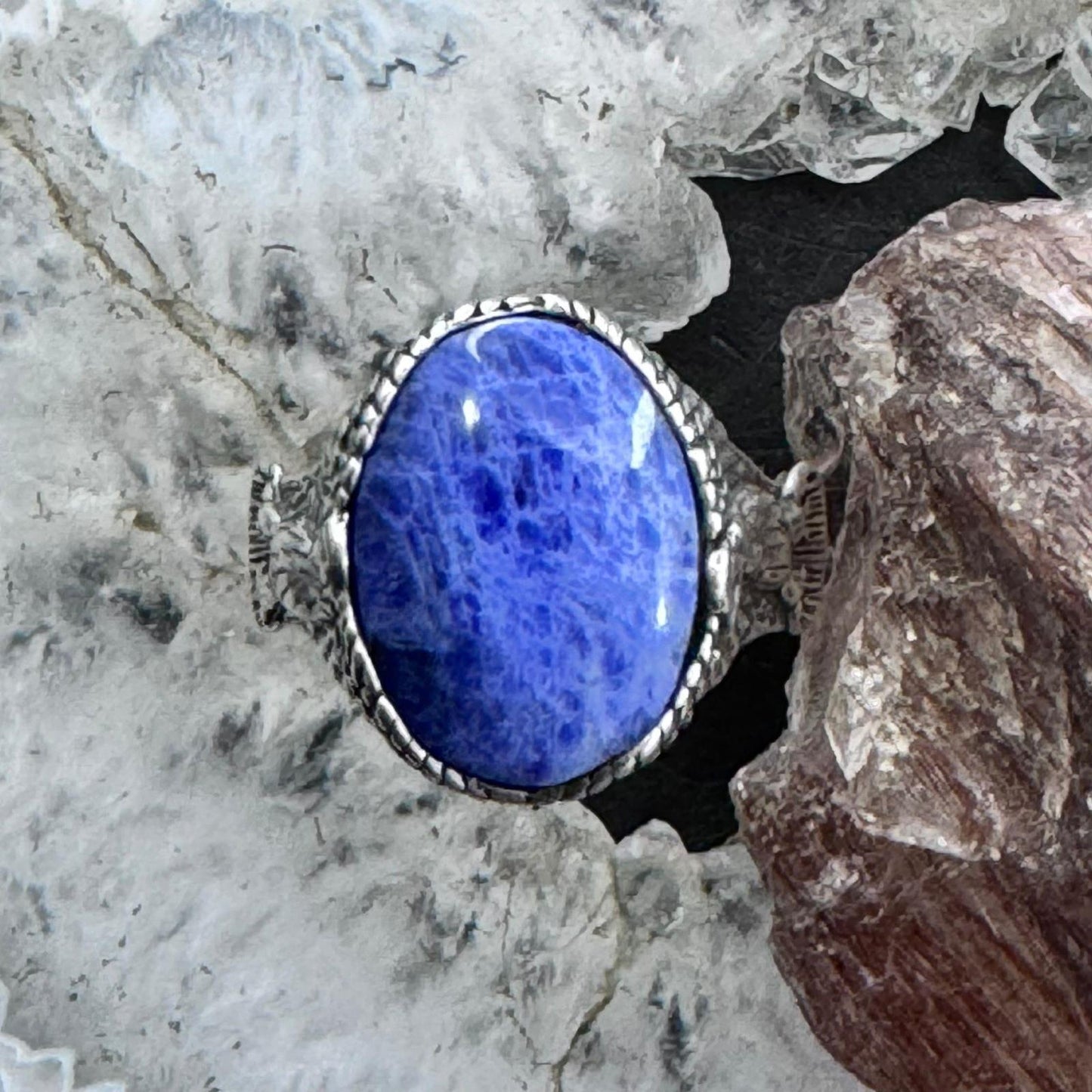 Carolyn Pollack Sterling Silver Oval Sodalite Double Eagle Unisex Ring Size 11