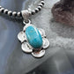 Sterling Silver Southwestern Style Oval Turquoise Decorated Pendant For Women #1