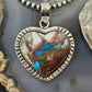 Sterling Silver Southwestern Style Turquoise Spiny Oyster Heart Pendant For Women #1