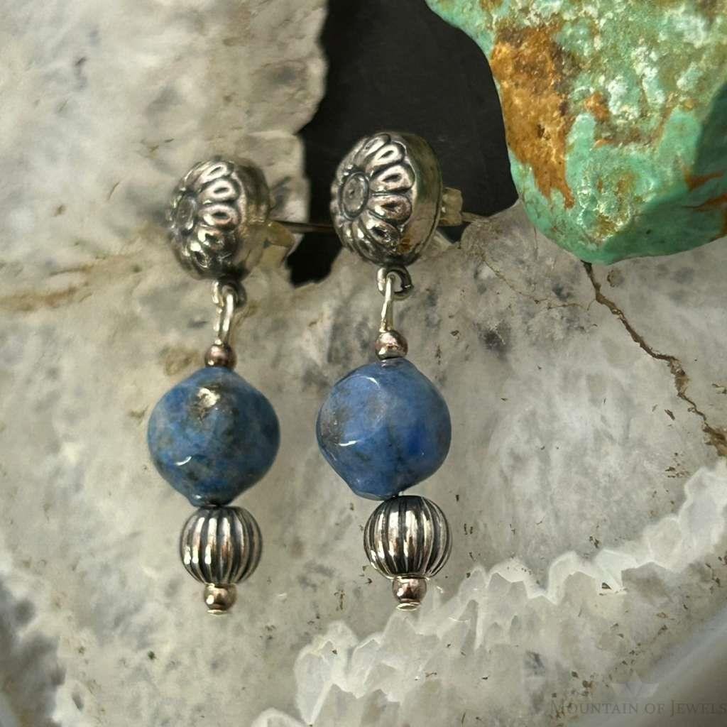 Carolyn Pollack Sterling Silver denim Lapis Decorated Dangle Earrings For Women