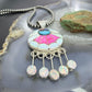 Amy Quandelacy Zuni Sterling Silver Sunface Opal,Turquoise,Coral Decorated Pendant