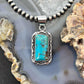 Native American Sterling Silver Rectangle Turquoise Decorated Pendant For Women