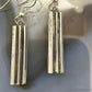Lyle Wright Taos Pueblo Silver Grooved Rectangle Dangle Earrings For Women