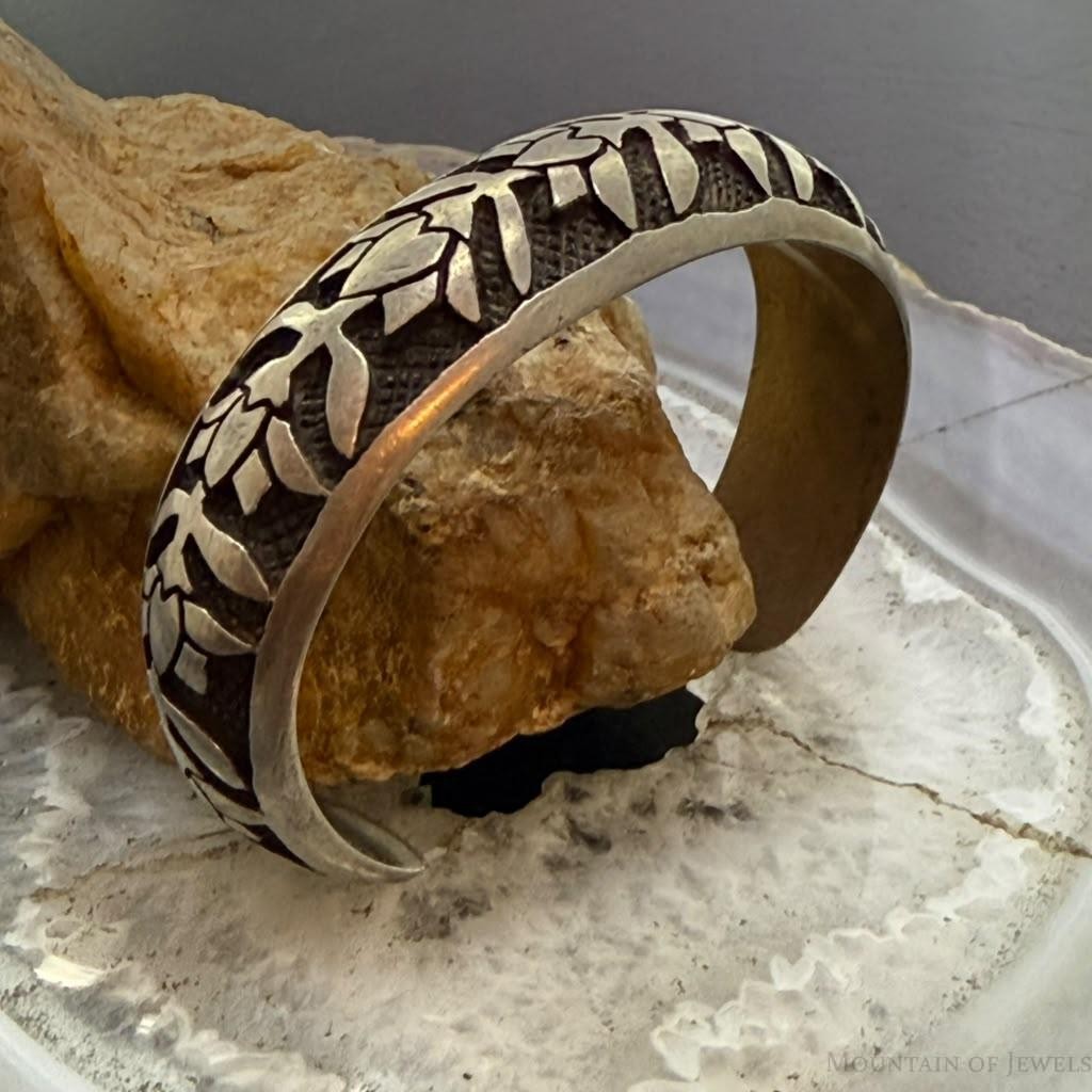 Vintage T.Dobbs Silver Floral Overlay Bracelet For Women
