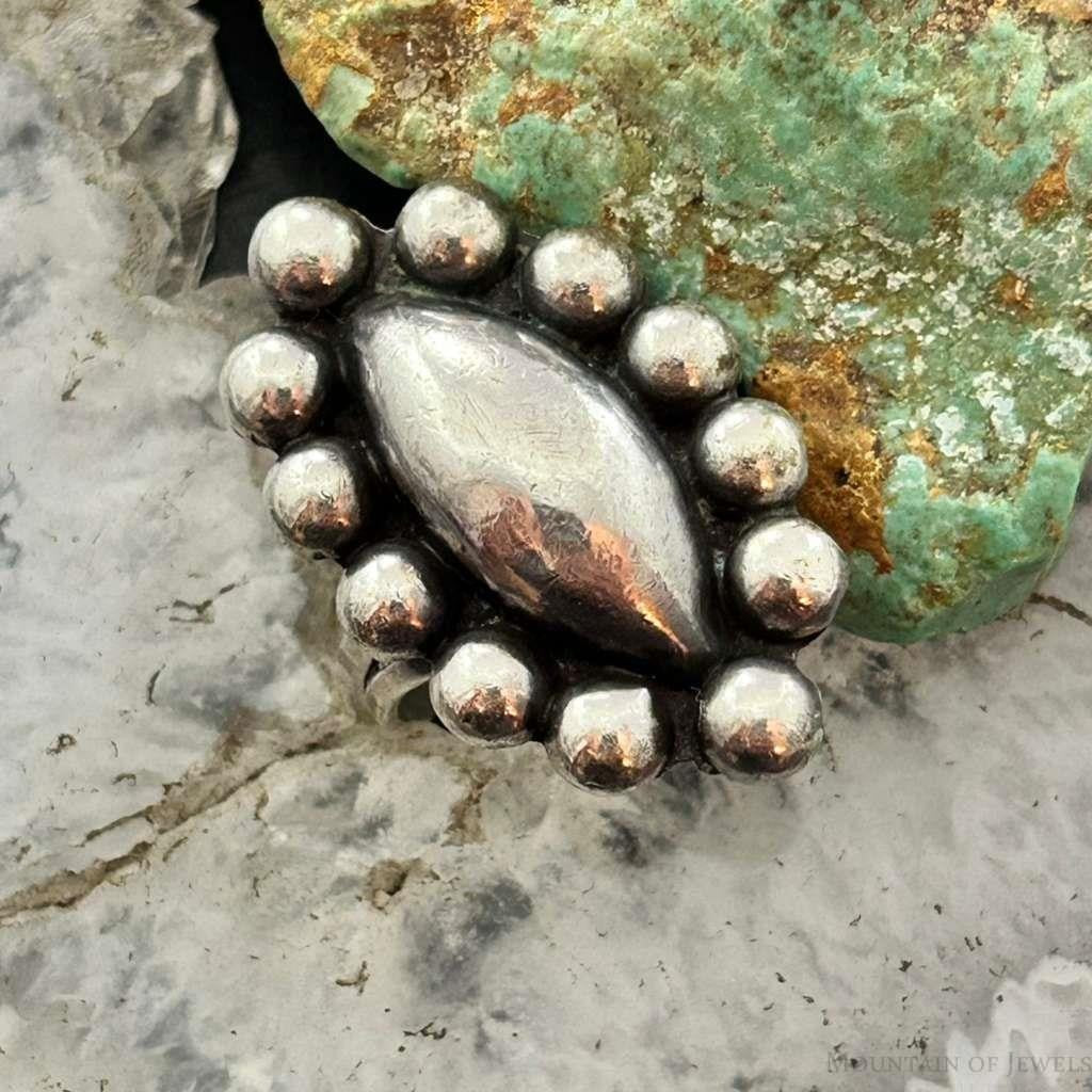 Vintage Mexico Silver Marquise Surrounded by 12 Raindrops Ring Size 8.5 For Women