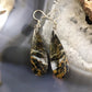 Sterling Silver Elongated Teardrop Black Mizone Slab Dangle Earrings For Women #214